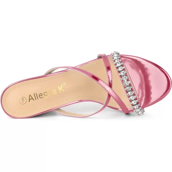 Allegra K Women's Crisscross Strap Rhinestone Block Heel Slide Sandals