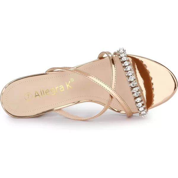 Allegra K Women's Crisscross Strap Rhinestone Block Heel Slide Sandals