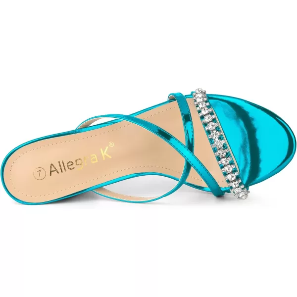 Allegra K Women's Crisscross Strap Rhinestone Block Heel Slide Sandals