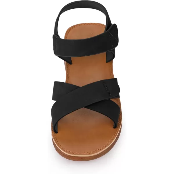 Allegra K Women's Crisscross Straps Open Toe Ankle Strap Flat Sandals