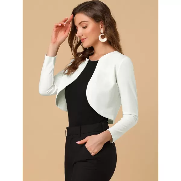 Allegra K Women's Curved Hem Crop Top Open Front Bolero Shrug