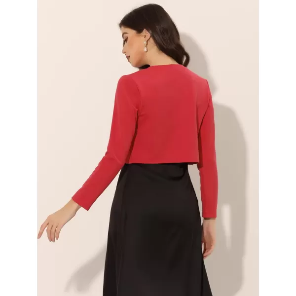 Allegra K Women's Curved Hem Crop Top Open Front Bolero Shrug