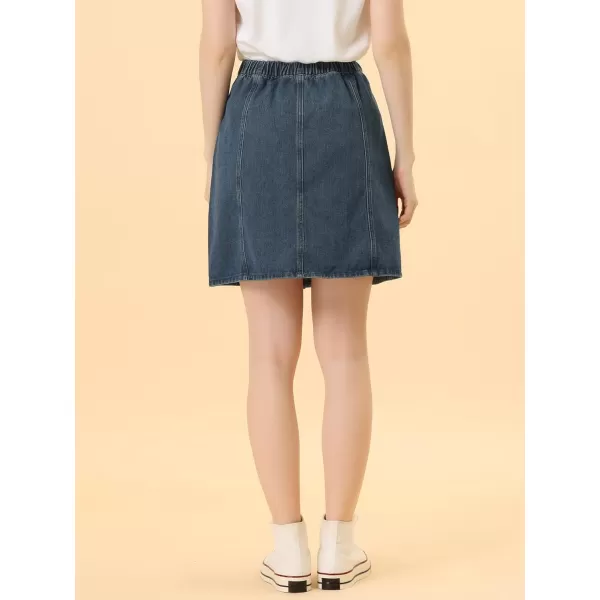 Allegra K Women's Denim Skirts Summer A-Line Short Button Down Jean Skirt