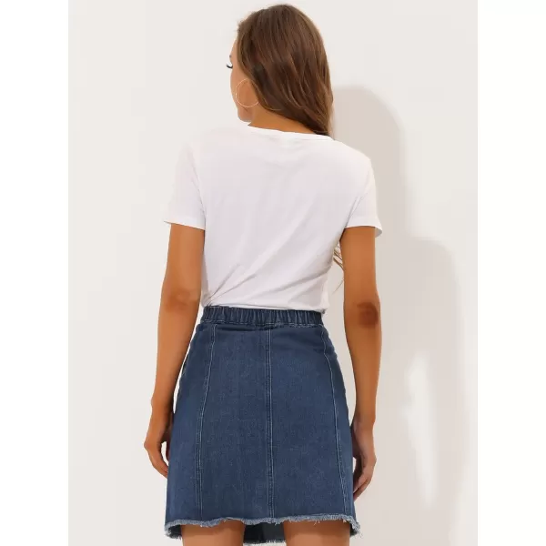 Allegra K Women's Denim Skirts Summer A-Line Short Button Down Jean Skirt