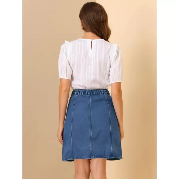 Allegra K Women's Denim Skirts Summer A-Line Short Button Down Jean Skirt