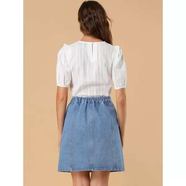 Allegra K Women's Denim Skirts Summer A-Line Short Button Down Jean Skirt