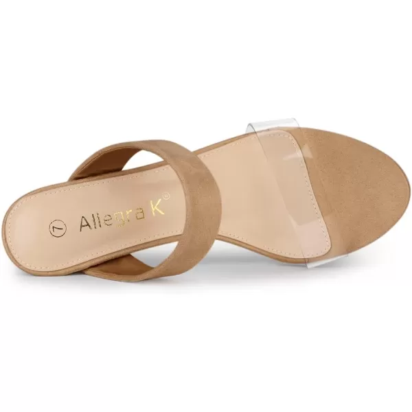 Allegra K Women's Dual Clear Strap Block Heels Slides Sandals