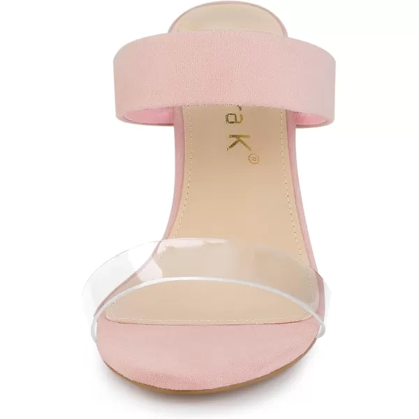 Allegra K Women's Dual Clear Strap Block Heels Slides Sandals