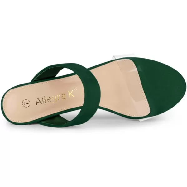 Allegra K Women's Dual Clear Strap Block Heels Slides Sandals