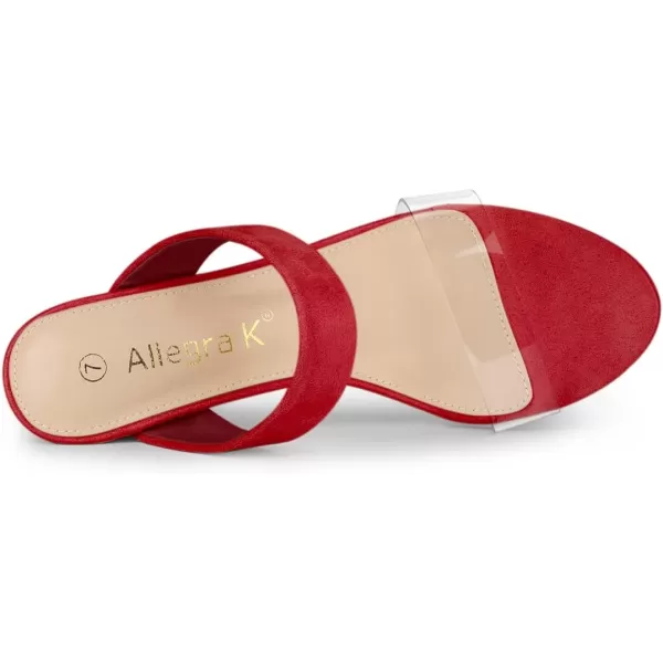 Allegra K Women's Dual Clear Strap Block Heels Slides Sandals