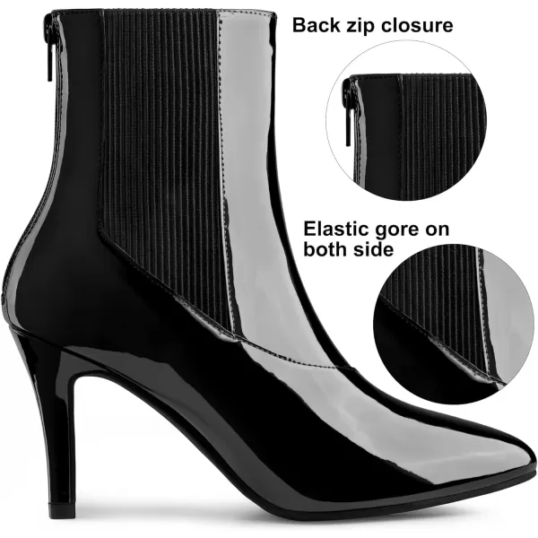 Allegra K Women's Elastic Gore Pointed Toe Stiletto Heels Ankle Boots