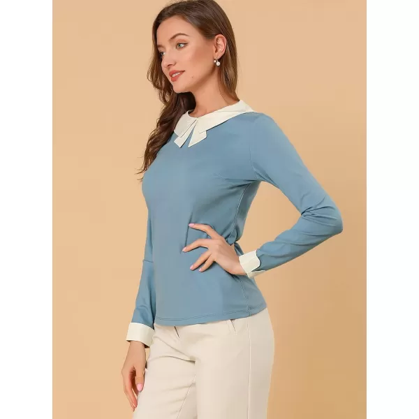 Allegra K Women's Elegant Collar Long Sleeves Work Office Blouse Top