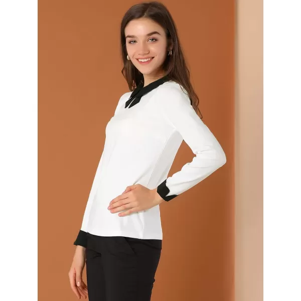 Allegra K Women's Elegant Collar Long Sleeves Work Office Blouse Top