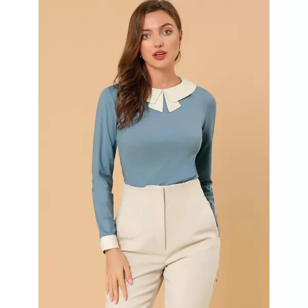 Allegra K Women's Elegant Collar Long Sleeves Work Office Blouse Top