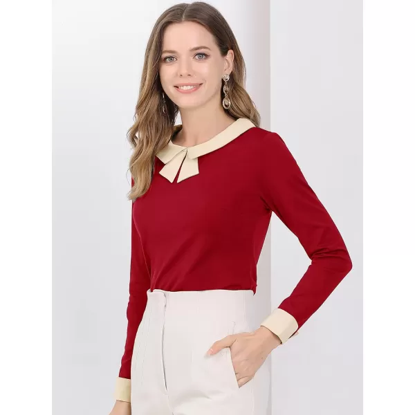 Allegra K Women's Elegant Collar Long Sleeves Work Office Blouse Top