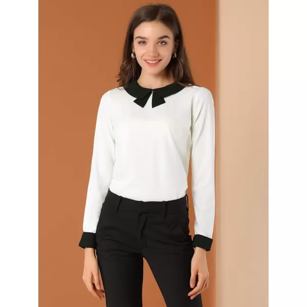 Allegra K Women's Elegant Collar Long Sleeves Work Office Blouse Top