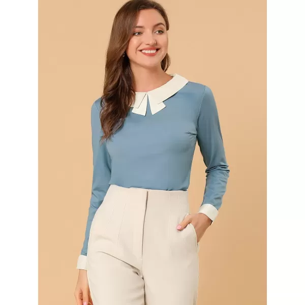 Allegra K Women's Elegant Collar Long Sleeves Work Office Blouse Top