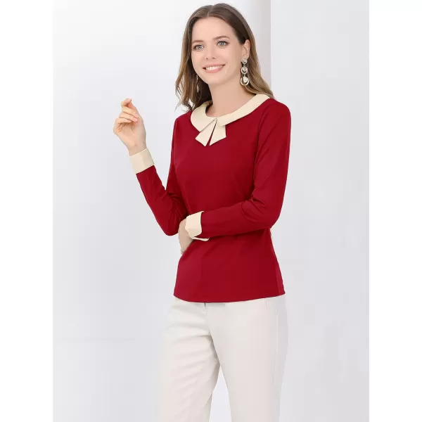 Allegra K Women's Elegant Collar Long Sleeves Work Office Blouse Top