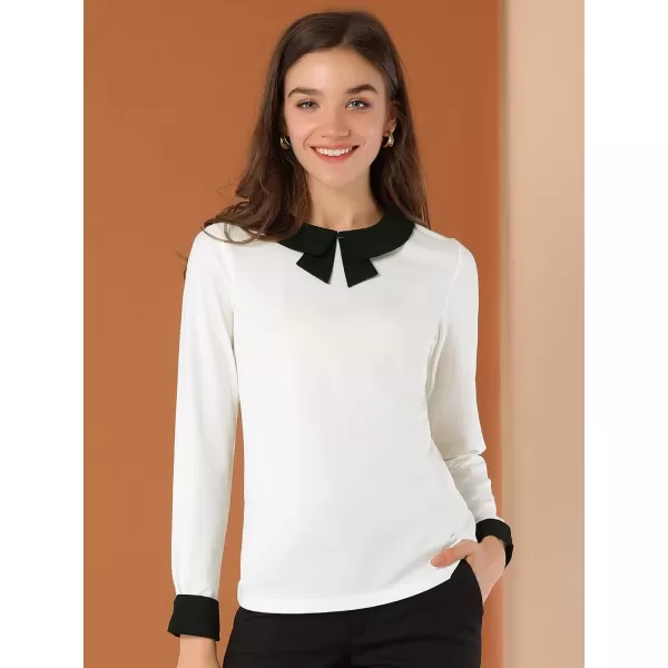 Allegra K Women's Elegant Collar Long Sleeves Work Office Blouse Top