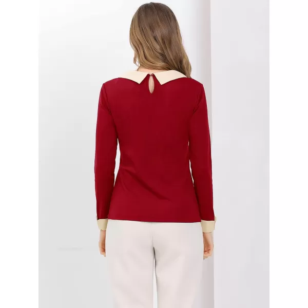 Allegra K Women's Elegant Collar Long Sleeves Work Office Blouse Top