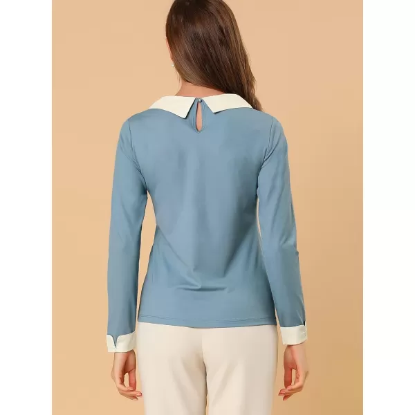 Allegra K Women's Elegant Collar Long Sleeves Work Office Blouse Top