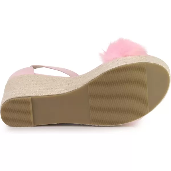 Allegra K Women's Espadrille Platform Heels Faux Fur Wedge Sandals
