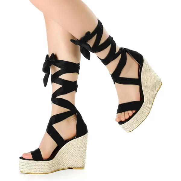 Allegra K Women's Espadrille Platform Wedges Heel Lace Up Sandals