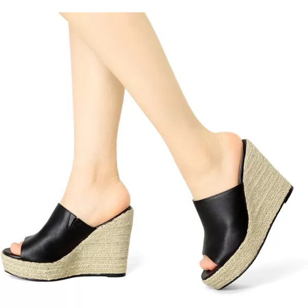 Allegra K Women's Espadrille Wedge Platform Mules