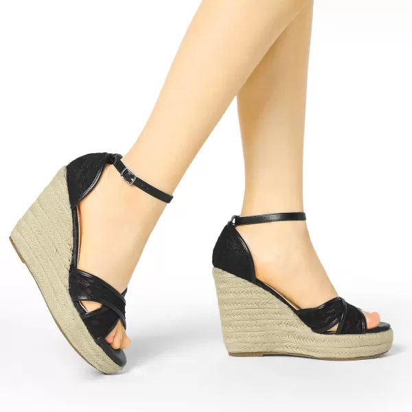 Allegra K Women's Espadrilles Lace Wedges Wedge Sandals