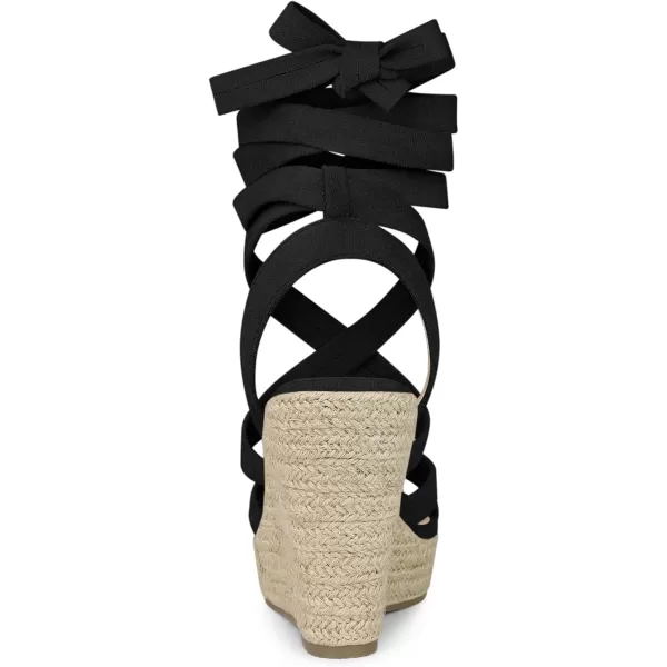 Allegra K Women's Espadrilles Platform Heels Lace Up Wedge Sandals