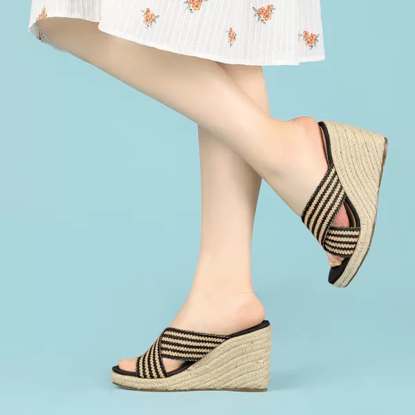 Allegra K Women's Espadrilles Wedges Slide Wedge Sandals