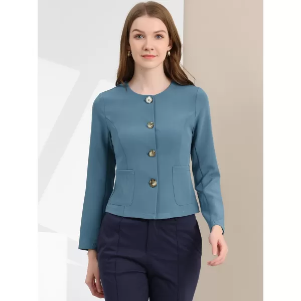 Allegra K Women's Fall Casual Jacket Elegant Button Front Work Office Blazer