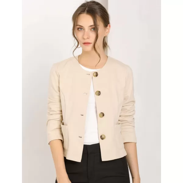 Allegra K Women's Fall Casual Jacket Elegant Button Front Work Office Blazer