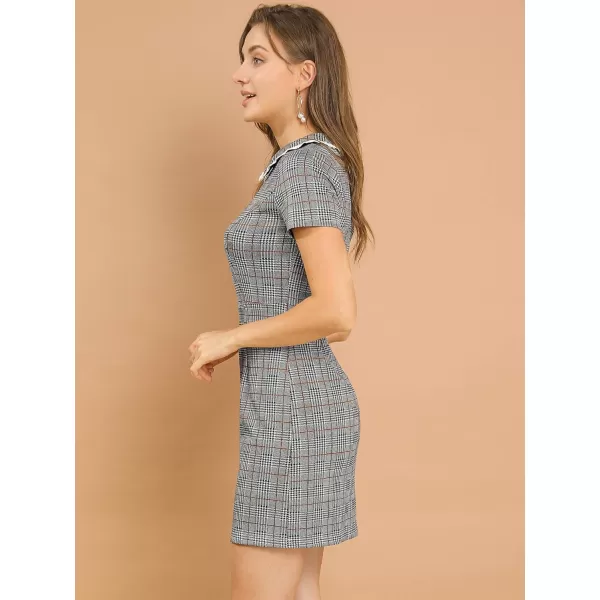 Allegra K Women's Fall Vintage Retro Short Sleeve Slim Fit Stretchy Bodycon Mini Dress