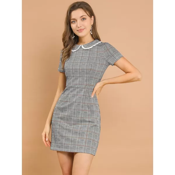Allegra K Women's Fall Vintage Retro Short Sleeve Slim Fit Stretchy Bodycon Mini Dress
