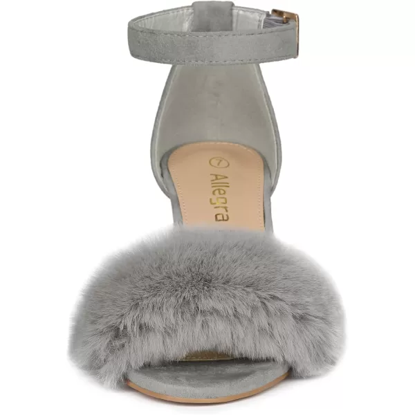 Allegra K Women's Faux Fur Ankle Strap Block Heels Sandals