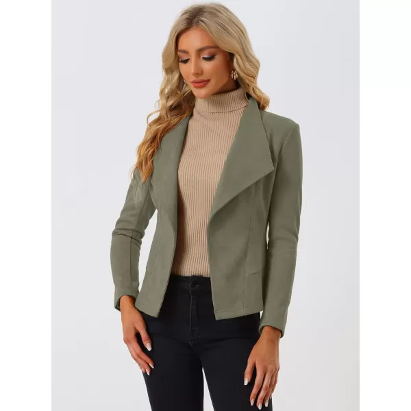 Allegra K Women's Faux Suede Jacket Open Front Lapel Draped Outwear Jacket Blazer