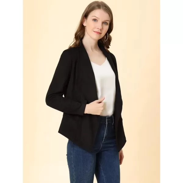 Allegra K Women's Faux Suede Jacket Open Front Lapel Draped Outwear Jacket Blazer