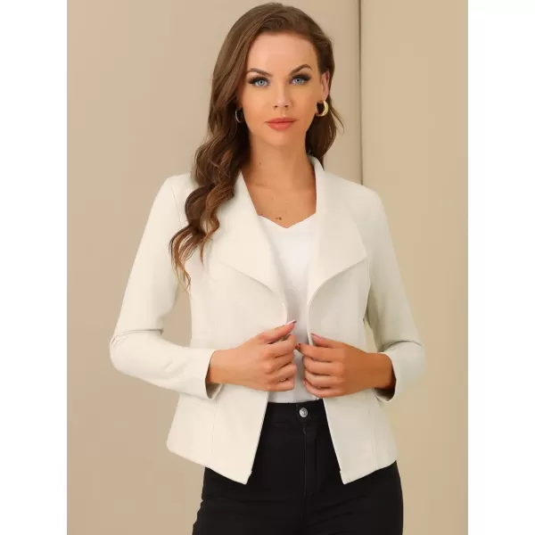 Allegra K Women's Faux Suede Jacket Open Front Lapel Draped Outwear Jacket Blazer