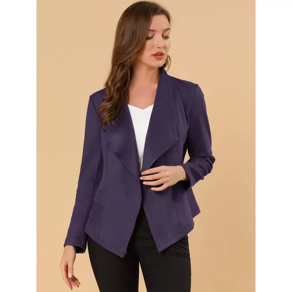 Allegra K Women's Faux Suede Jacket Open Front Lapel Draped Outwear Jacket Blazer