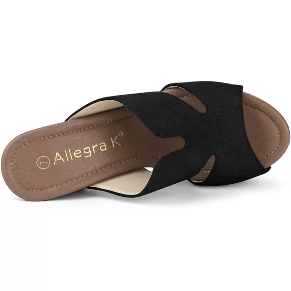 Allegra K Women's Faux Suede Platform High Block Heel Slides Sandals