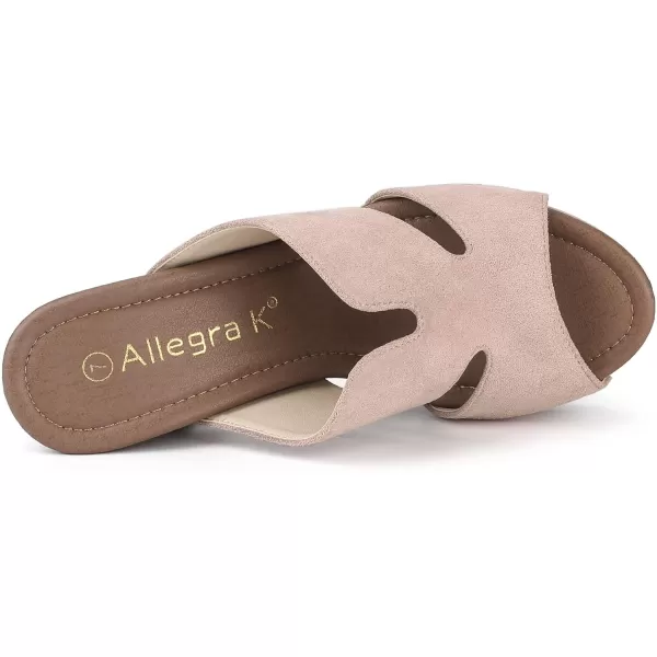 Allegra K Women's Faux Suede Platform High Block Heel Slides Sandals