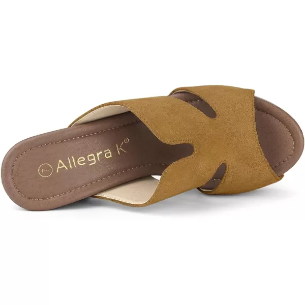 Allegra K Women's Faux Suede Platform High Block Heel Slides Sandals