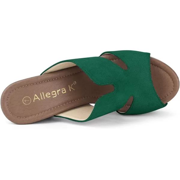 Allegra K Women's Faux Suede Platform High Block Heel Slides Sandals