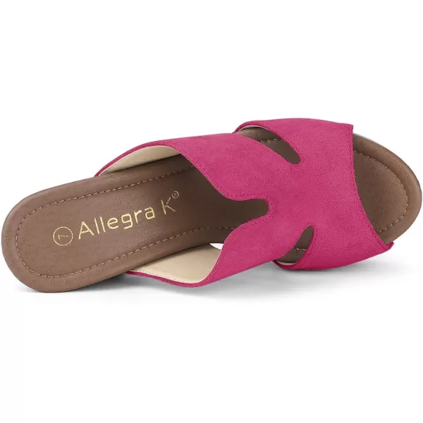 Allegra K Women's Faux Suede Platform High Block Heel Slides Sandals