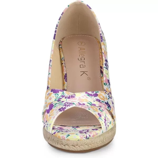 Allegra K Women's Floral Peep Toe Platform Pumps Wedge Sandals