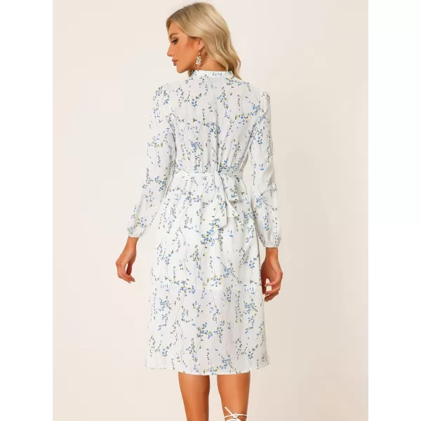 Allegra K Women's Floral Print Long Sleeve Spring Flowy Midi Boho Dress