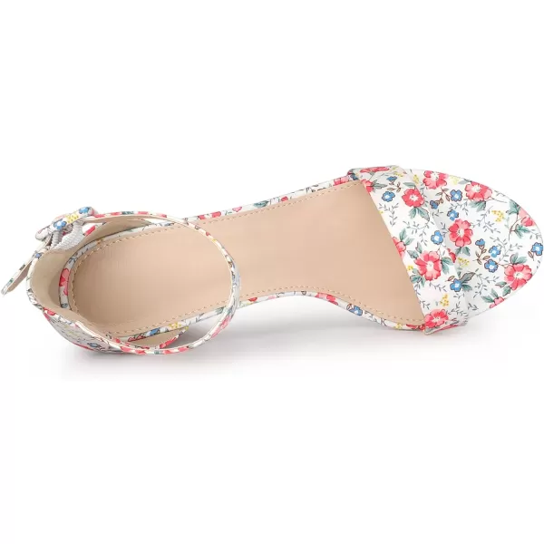 Allegra K Women's Floral Print Open Toe Block High Heels Summer Sandals