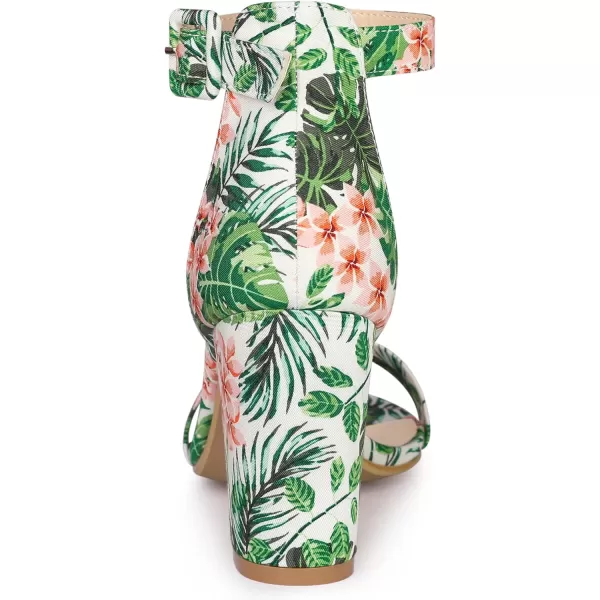 Allegra K Women's Floral Print Open Toe Block High Heels Summer Sandals