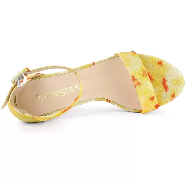 Allegra K Women's Floral Print Open Toe Block High Heels Summer Sandals